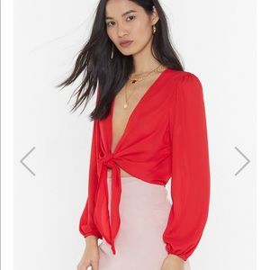 Nasty Gal tie front blouse
